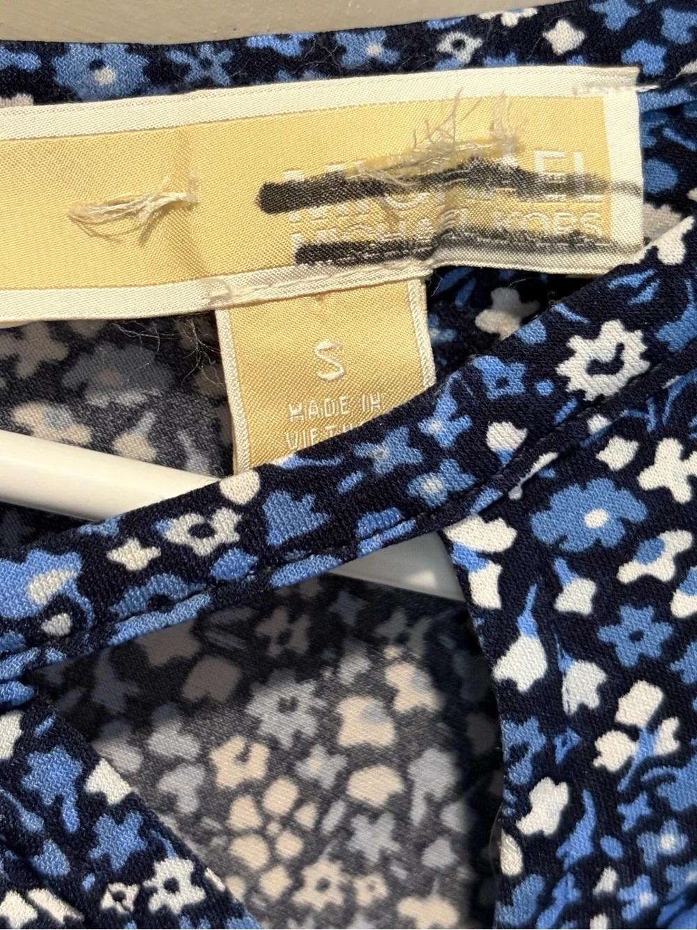 Michael Kors blue floral dress with triangle cut outs women's size small